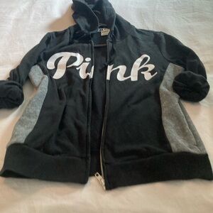 Victoria's Secret Black and Gray Zip-Up Hoodie Jacket